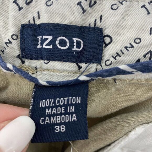 IZOD Khaki Chino Shorts Mens Size 38 Flat Front - Picture 4 of 4